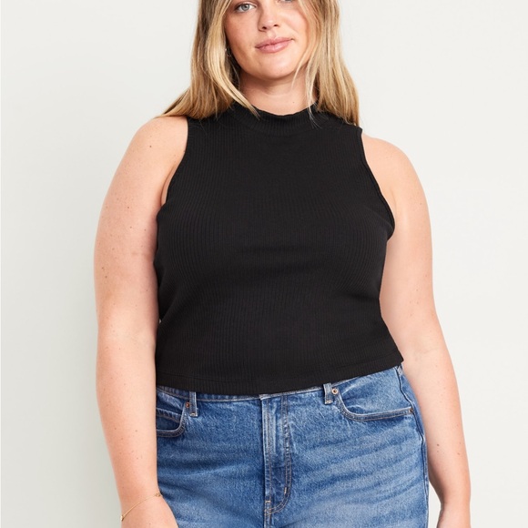 Mock Neck Ribbed Tank Top - Picture 7 of 13